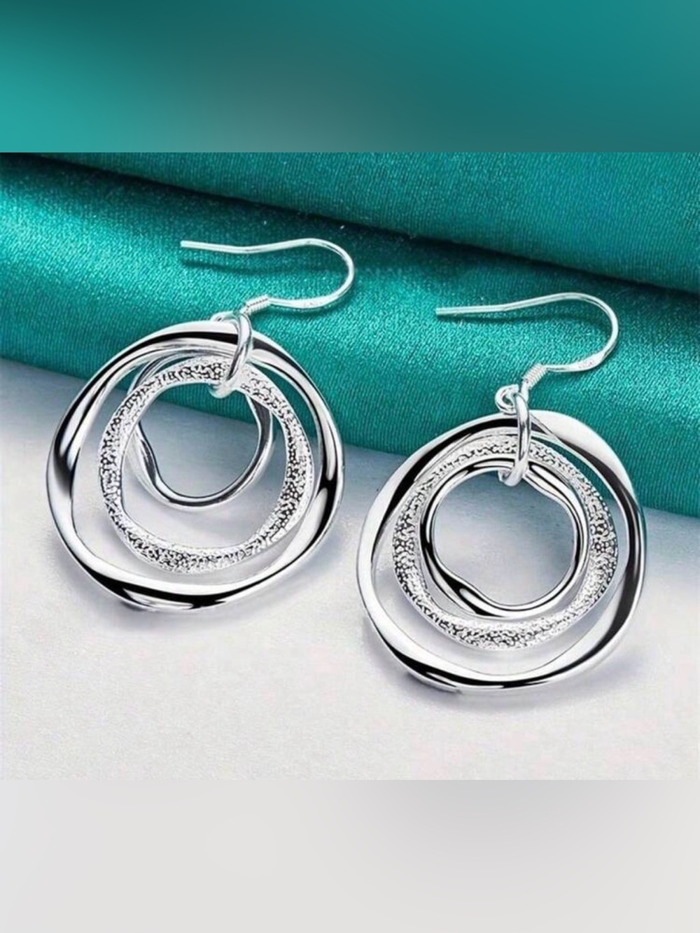 Silver Interlocking Hoop Drop Earrings